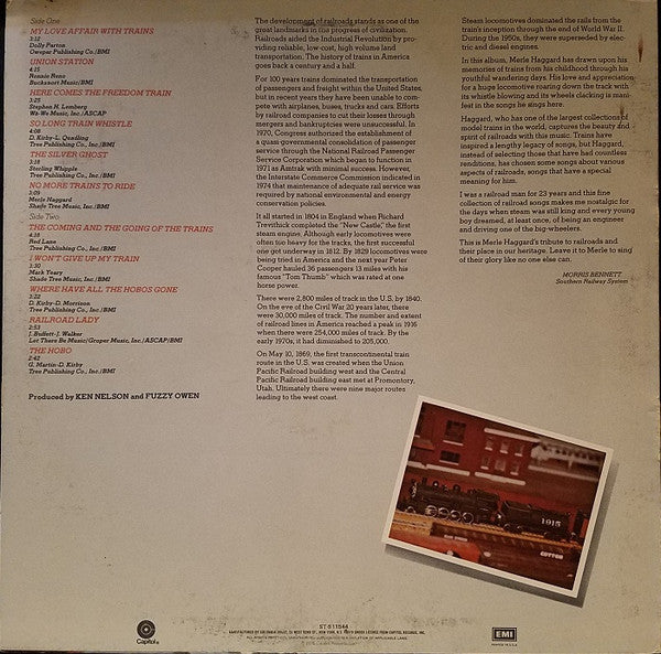 Merle Haggard And The Strangers (5) : My Love Affair With Trains (LP, Album, Club, Ter)