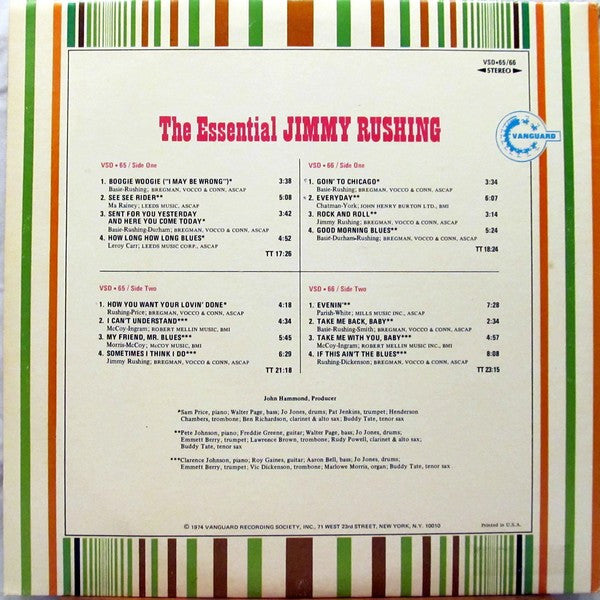 Jimmy Rushing : The Essential Jimmy Rushing (2xLP, Comp)