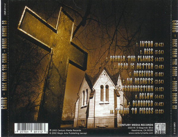 Grave (2) : Back From The Grave + Bonus Demos CD (CD, Album + CD, Comp)