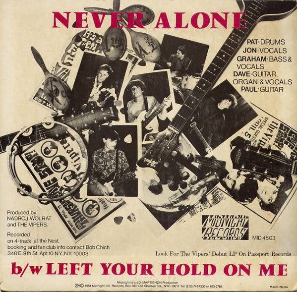 The Vipers (4) : Never Alone / Left Your Hold On Me (7", Single)