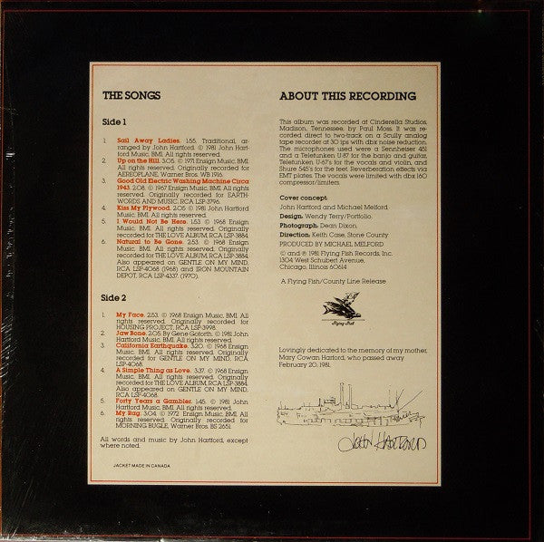John Hartford : Catalogue (LP, Album, RE)