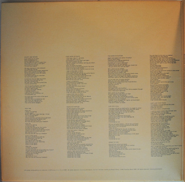 Joni Mitchell : Court And Spark (LP, Album, Ter)