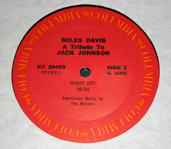 Miles Davis : A Tribute To Jack Johnson - Original Soundtrack Recording (LP, Album, RE, Pit)
