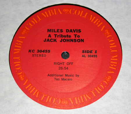 Miles Davis : A Tribute To Jack Johnson - Original Soundtrack Recording (LP, Album, RE, Pit)