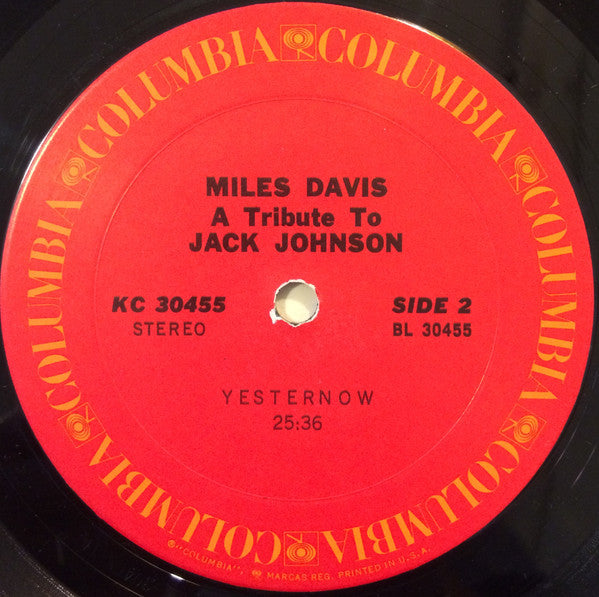 Miles Davis : A Tribute To Jack Johnson - Original Soundtrack Recording (LP, Album, RE, Pit)
