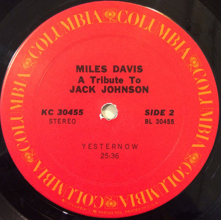 Miles Davis : A Tribute To Jack Johnson - Original Soundtrack Recording (LP, Album, RE, Pit)