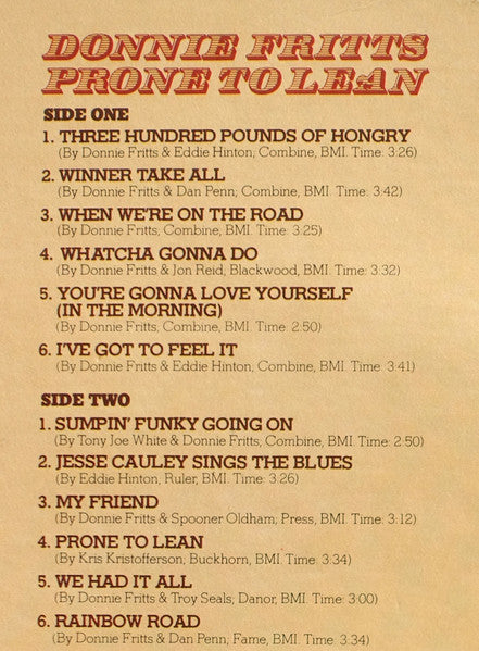 Donnie Fritts : Prone To Lean (LP, Album, PR )