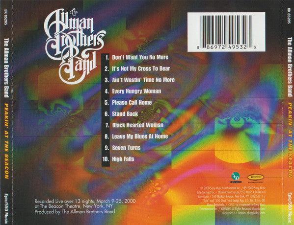 The Allman Brothers Band : Peakin' At The Beacon (CD, Album, Son)