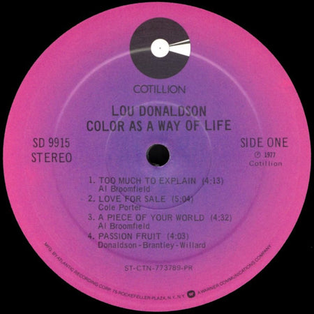 Lou Donaldson : Color As A Way Of Life (LP, Album, PR)