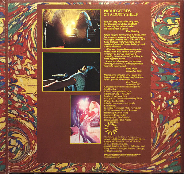 Ken Hensley : Proud Words On A Dusty Shelf (LP, Album, Pit)