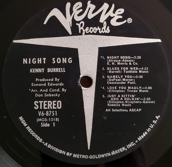 Kenny Burrell : Night Song (LP, Album, MGM)