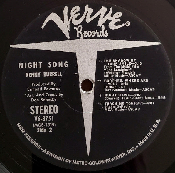 Kenny Burrell : Night Song (LP, Album, MGM)