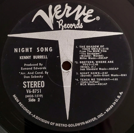 Kenny Burrell : Night Song (LP, Album, MGM)