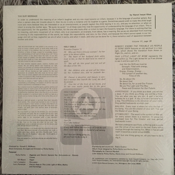 Rufus Harley : Re-Creation Of The Gods (LP, Album, RE)