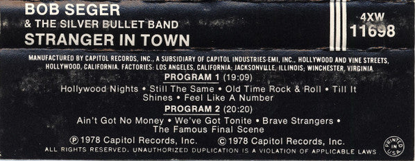 Bob Seger And The Silver Bullet Band : Stranger In Town (Cass, Album, Whi)