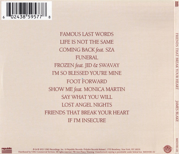 James Blake : Friends That Break Your Heart (CD, Album)