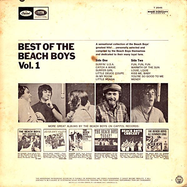 The Beach Boys : Best Of The Beach Boys - Vol. 1 (LP, Comp, Mono, Scr)