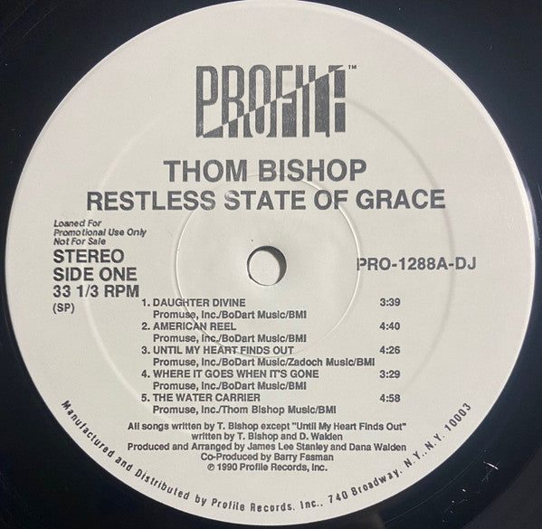 Thom Bishop : Restless State Of Grace  (LP, Promo, SRC)