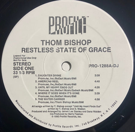 Thom Bishop : Restless State Of Grace  (LP, Promo, SRC)