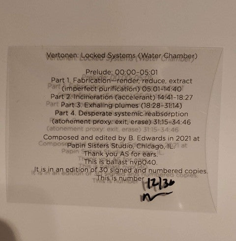 Vertonen : Locked Systems (Water Chamber) (CDr, Album)