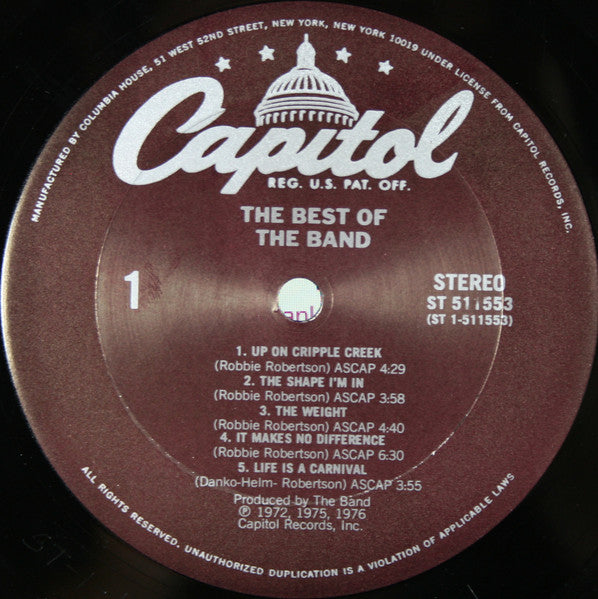 The Band : The Best Of The Band (LP, Comp, Club, RE, Car)