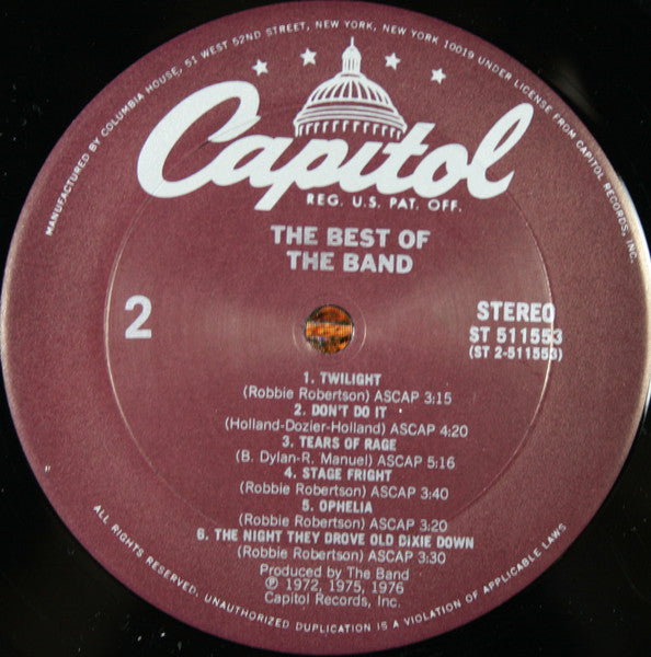 The Band : The Best Of The Band (LP, Comp, Club, RE, Car)