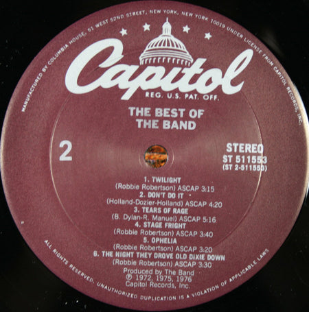 The Band : The Best Of The Band (LP, Comp, Club, RE, Car)