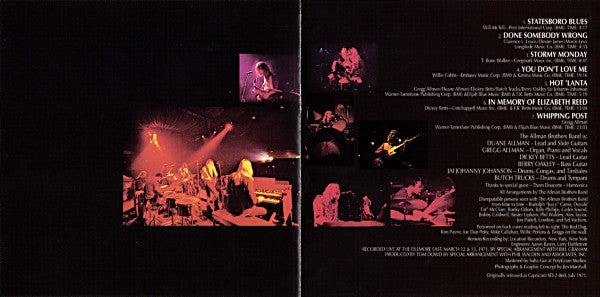 The Allman Brothers Band : The Allman Brothers Band At Fillmore East (CD, Album, RE, RM, PMD)