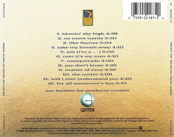 Berlin : Best Of Berlin 1979-1988 (CD, Comp, DAD)