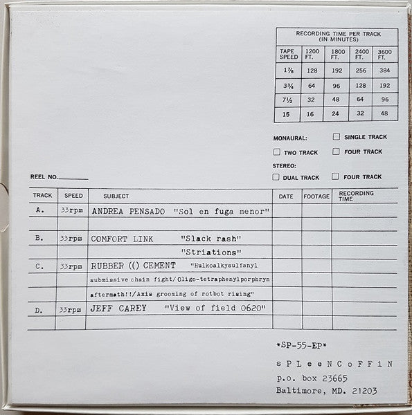 Andrea Pensado / Comfort Link / Rubber O Cement / Jeff Carey : 7 & 7: Vol. 3 (2x7", Comp + Box, Ltd)