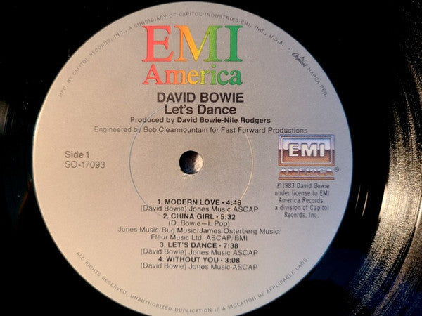 David Bowie : Let's Dance (LP, Album, Jac)
