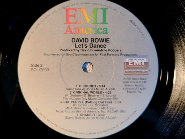 David Bowie : Let's Dance (LP, Album, Jac)