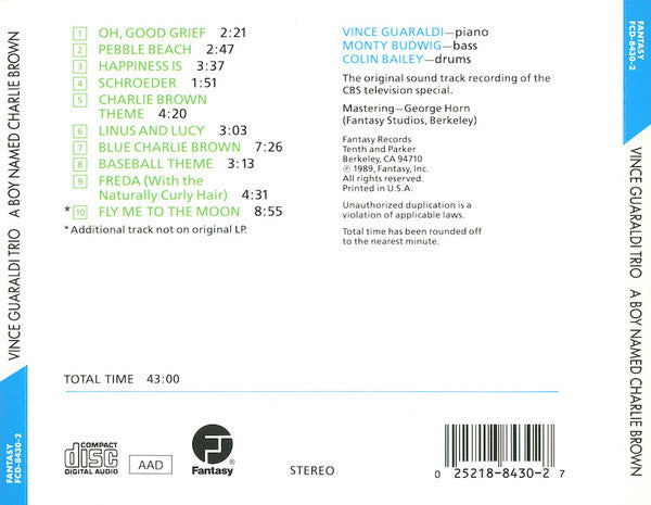 Vince Guaraldi Trio : A Boy Named Charlie Brown (The Original Sound Track Recording Of The CBS Television Special) (CD, Album, RE)