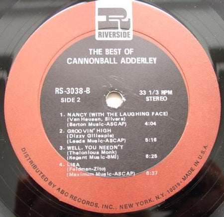 Cannonball Adderley : The Best Of Cannonball Adderley (LP, Comp)