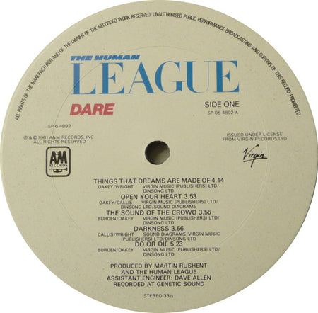 The Human League : Dare (LP, Album, Club, Gat)