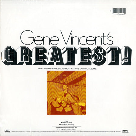 Gene Vincent : Gene Vincent's Greatest (LP, Comp, Mono, RE, Jac)