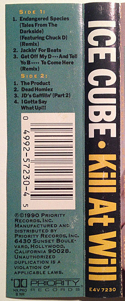 Ice Cube : Kill At Will (Cass, EP, Dol)