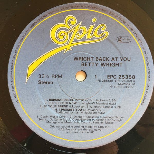 Betty Wright : Wright Back At You (LP, Album)