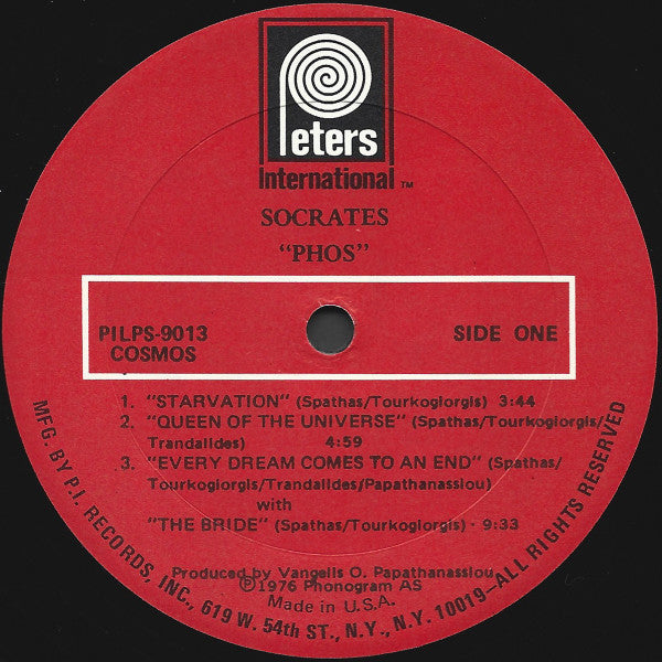 Socrates Drank The Conium With Evangelos Papathanassiou : Phos (LP, Album)