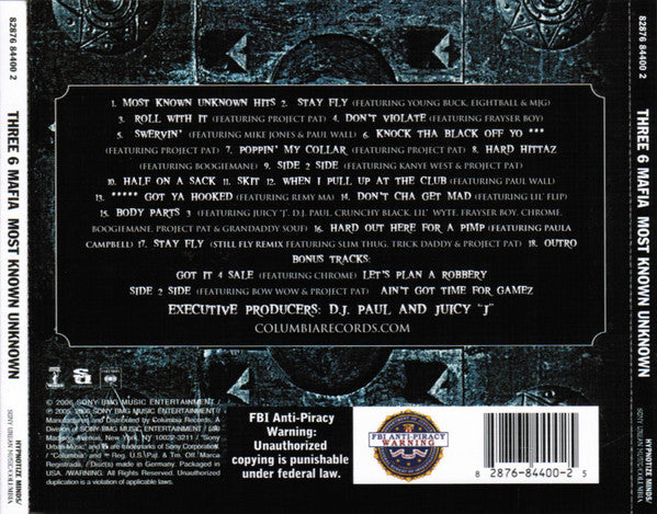 Three 6 Mafia : Most Known Unknown (CD, Album, RE)
