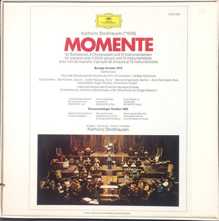 Stockhausen*, Gloria Davy, Chor des WDR*, Musique Vivante* : Momente (3xLP, Album + Box)