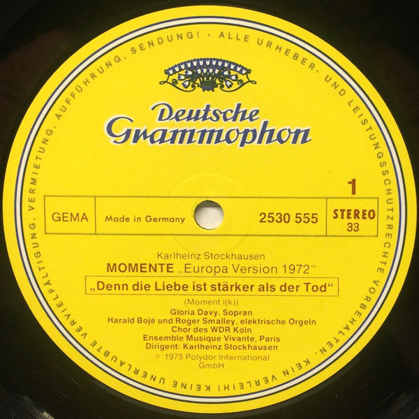 Stockhausen*, Gloria Davy, Chor des WDR*, Musique Vivante* : Momente (3xLP, Album + Box)