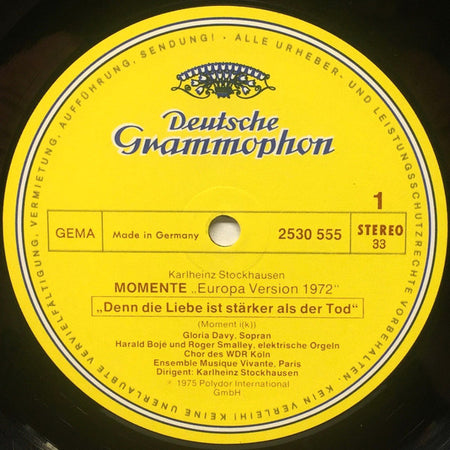 Stockhausen*, Gloria Davy, Chor des WDR*, Musique Vivante* : Momente (3xLP, Album + Box)