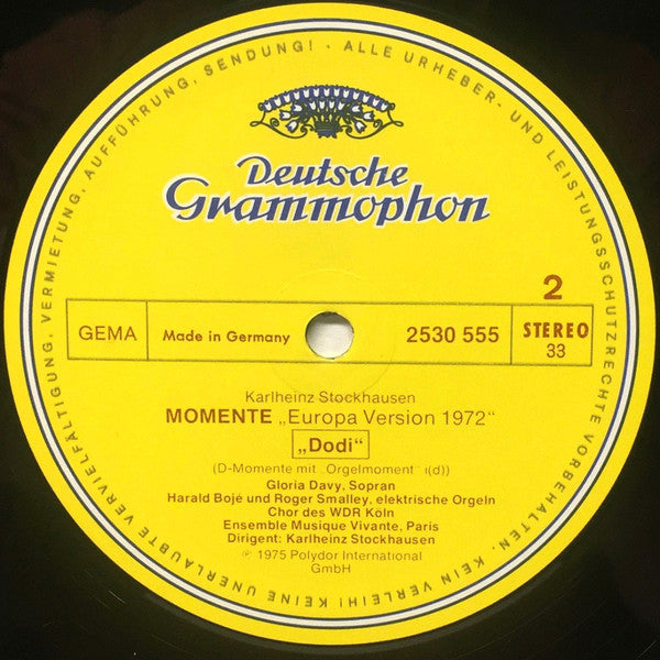 Stockhausen*, Gloria Davy, Chor des WDR*, Musique Vivante* : Momente (3xLP, Album + Box)