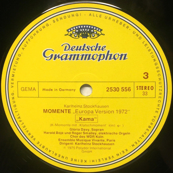 Stockhausen*, Gloria Davy, Chor des WDR*, Musique Vivante* : Momente (3xLP, Album + Box)