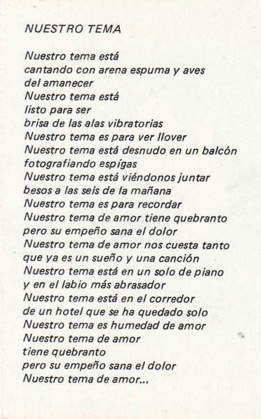 Silvio Rodríguez : Tríptico Vol. 3 "Nuestro Tema" (Cass, Album, RE, Whi)