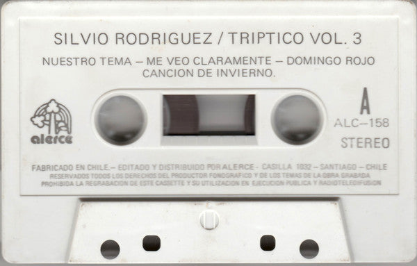 Silvio Rodríguez : Tríptico Vol. 3 "Nuestro Tema" (Cass, Album, RE, Whi)