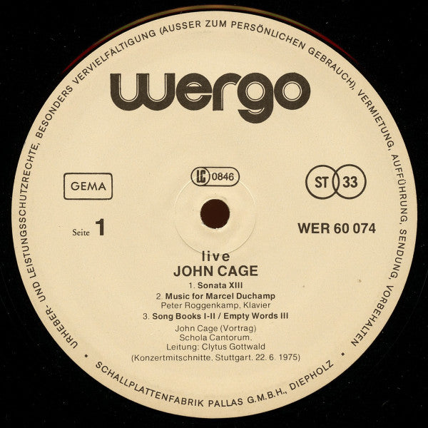 John Cage : Live (LP)