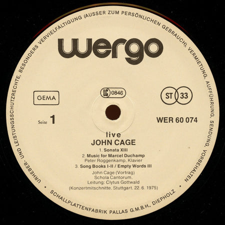 John Cage : Live (LP)