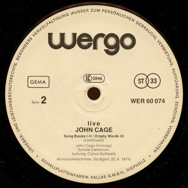 John Cage : Live (LP)